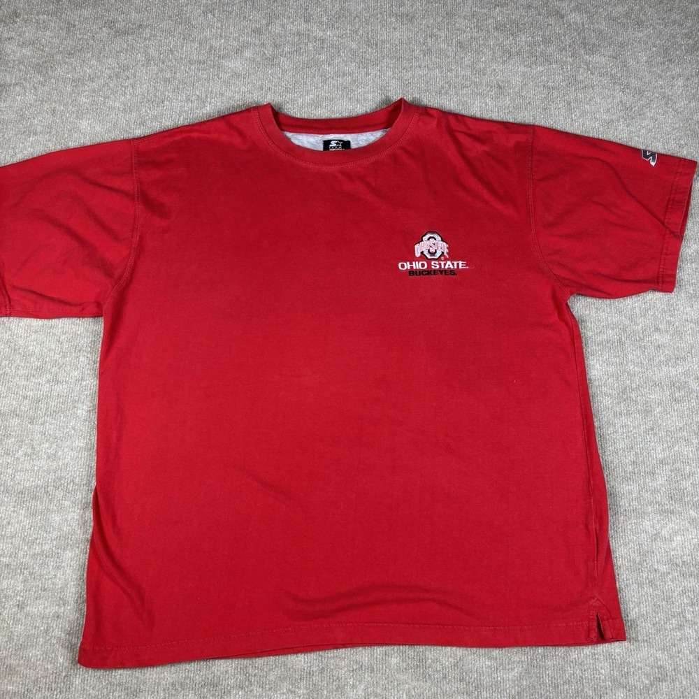 Starter Ohio State Buckeyes Embroidered Red T-Shirt Men's‎ XL NCAA Cotton